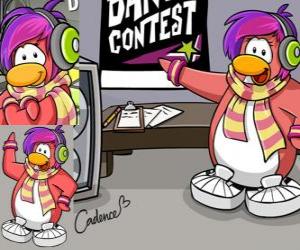 Puzzle de Cadence, también conocida como DJ K-Dance, es una pingüina de cabello violeta que toca y crea música, y también baila