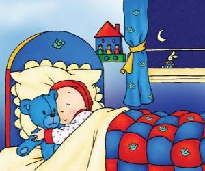 Puzzle de Caillou durmiendo