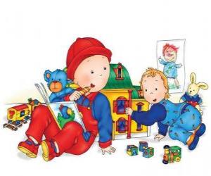 Puzzle de Caillou jugando con su hermanita Rosie