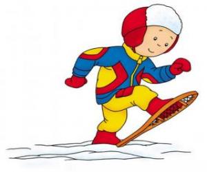 Puzzle de Caillou paseando por la nieve con raquetas de nieve