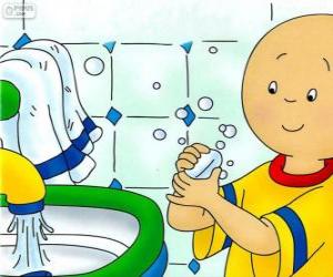 Puzzle de Caillou se lava las manos