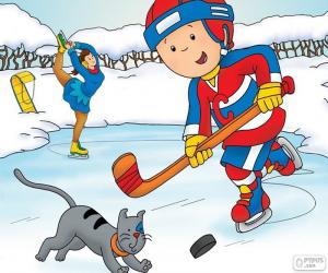 Puzzle de Caillou y Gilbert, hockey