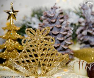 Puzzle de Campanas de navidad doradas