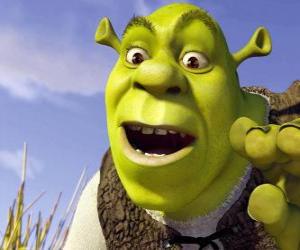 Puzzle de Cara de Shrek, el ogro feliz y sonriente