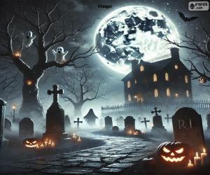 Puzzle de Casa misteriosa junto a un cementerio