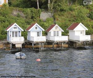 Puzzle de Casas en el lago, Noruega