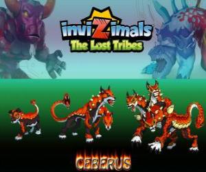 Puzzle de Cerberus, última evolución. Invizimals Las Tribus Perdidas. Temible y terrible perro de tres cabezas