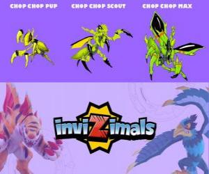 Puzzle de Chop Chop en sus tres fases Chop Chop Pup, Chop Chop Scout y Chop Chop Max, de Invizimals