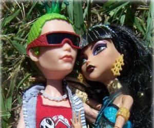 Puzzle de Cleo y Deuce, parejita de monstruos en la escuela secundaria Monster High