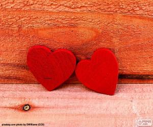 Puzzle de Corazones rojos de madera