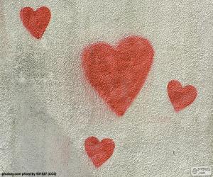 Puzzle de Corazones rojos pintados