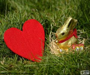 Puzzle de Corazón y conejo de Pascua