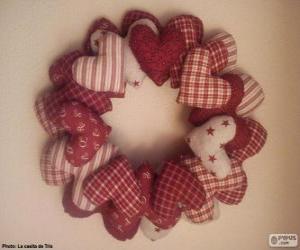 Puzzle de Corona de navidad de corazones