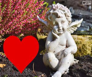 Puzzle de Cupido i corazón rojo