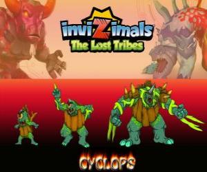 Puzzle de Cyclops, última evolución. Invizimals Las Tribus Perdidas. Los gigantes con un ojo son bondadosos pero también pueden ser brutales