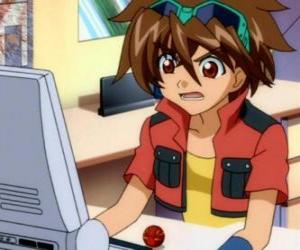 Puzzle de Dan Kuso trabajando en el ordenador