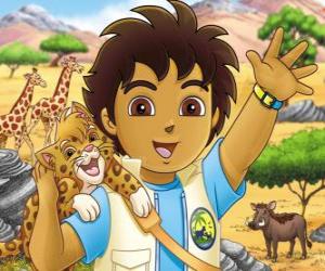 Puzzle de Diego y Bebé Jaguar ayudan a los animales en peligro en la série Go, Diego, Go!
