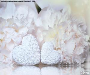 Puzzle de Dos corazones blancos