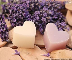 Puzzle de Dos corazones con lavanda