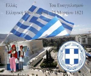 Puzzle de Día de la Independencia de Grecia, 25 de marzo de 1821. Guerra de la Independencia o Revolución Griega