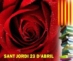 Puzzle de El 23 de abril, día de San Jorge, se celebra en Cataluña la Fiesta del Libro y la Rosa