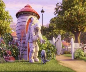 Puzzle de El capitán Chuck tiene su primer contacto con lo que parece ser un perro