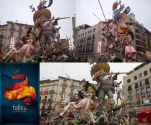 Puzzle de - El cazador cazado - ganador de las Fallas 2011. La fiesta de las Fallas se celebra del 15 al 19 de marzo en Valencia, España.