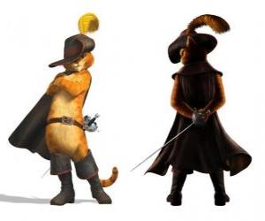 Puzzle de El elegante Gato con la espada en el cinto, el sombrero, la capa y las botas