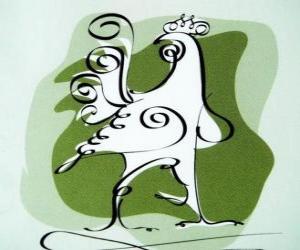 Puzzle de El gallo, el signo del gallo, el Año del Gallo de la astrología china. El décimo de los animales del horóscopo chino