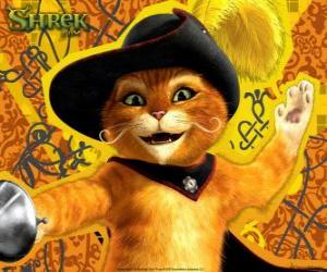 Puzzle de El Gato con Botas, un asesino que ha sido contratado para matar a Shrek y que acabará siendo su amigo