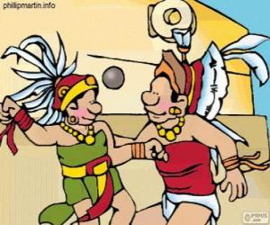 Puzzle de El juego de pelota era un ritual maya, la lucha de los jugadores para pasar la pelota por el aro de piedra