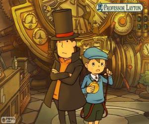 Puzzle de El Profesor Layton y su ayudante Luke Triton, protagonistas principales de los juegos de misterio y acertijos para Nintendo