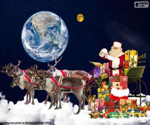 Puzzle de El trineo de Santa Claus sobre las nubes