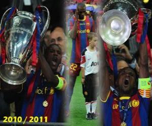 Puzzle de Éric Abidal recogiendo la Copa como capitán, Liga de Campeones 2010-2011