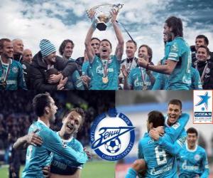 Puzzle de FC Zenit San Petersburgo, campeón de la liga rusa de fútbol, Liga Premier 2011-2012