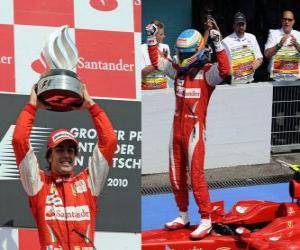 Puzzle de Fernando Alonso celebra su victoria en Hockenheim, Gran Premio de Alemania (2010)