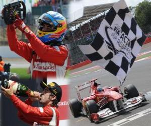 Puzzle de Fernando Alonso celebra su victoria en el Gran Premio de Gran Bretaña (2011)
