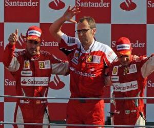 Puzzle de Fernando Alonso, Stefano Domenicali y Felipe Massa - Monza 2010
