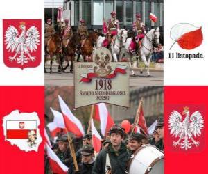 Puzzle de Fiesta nacional de Polonia, 11 de noviembre. Conmemoración de la Independencia de Polonia en 1918