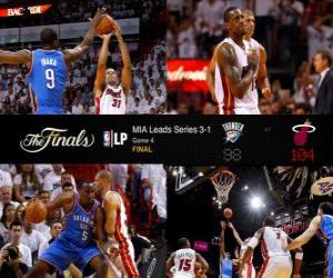 Puzzle de Finales NBA 2012, 4º Partido, Oklahoma City Thunder 98 - Miami Heat 104