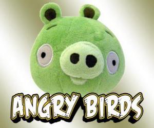 Puzzle de Green pig o Cerdo verde, uno de los personajes de los juegos de Angry Birds de Rovio