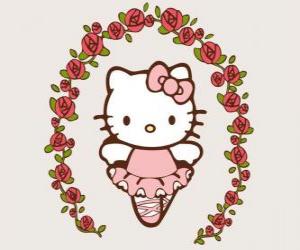 Puzzle de Hello Kitty con flores