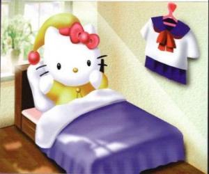 Puzzle de Hello Kitty en la cama