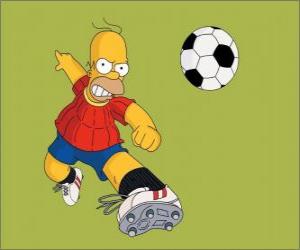 Puzzle de Homer Simpson jugando a futbol