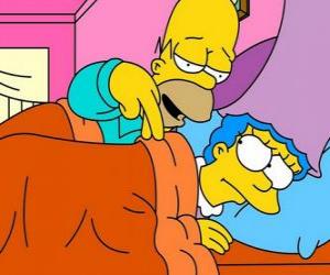 Puzzle de Homer y Marge en la cama