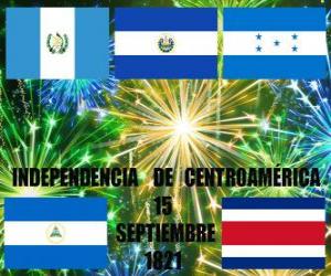 Puzzle de Independencia de Centroamérica, 15 de septiembre de 1821. Conmemoración de la Independencia de España de los actuales países de Guatemala, Honduras, El Salvador, Nicaragua y Costa Rica 