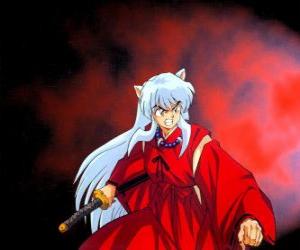 Puzzle de Inuyasha, un semidemonio del Japón feudal donde vive emocionantes aventuras