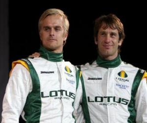 Puzzle de Jarno Trulli y Heikki Kovalainen, pilotos de la escuderia Lotus Racing