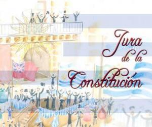 Puzzle de Jura de la Constitución de Uruguay. Cada 18 de julio se celebra el juramento de la primera constitución nacional de 1830