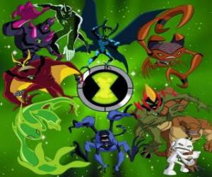 Puzzle de Las 10 personalidades alienígenas originales de Ben 10